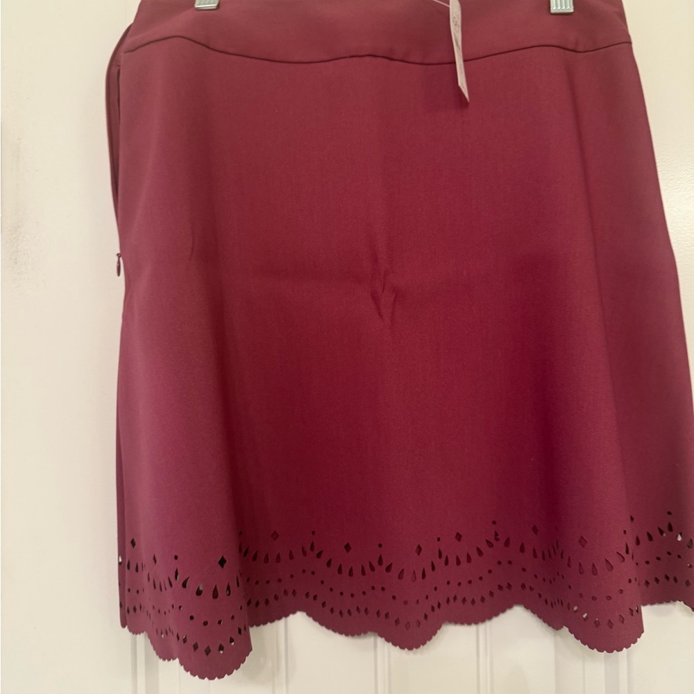 LOFT Burgundy Eyelet Mini Skirt